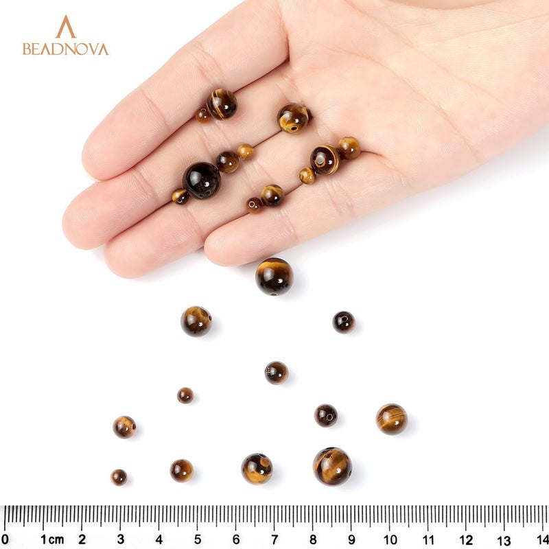 BEADNOVA 6mm Yellow Tiger Eye Gemstone Round Loose Beads for Jewelry Making (62-64pcs) - Image 4